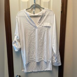 Calvin Klein white blouse quarter length sleeve